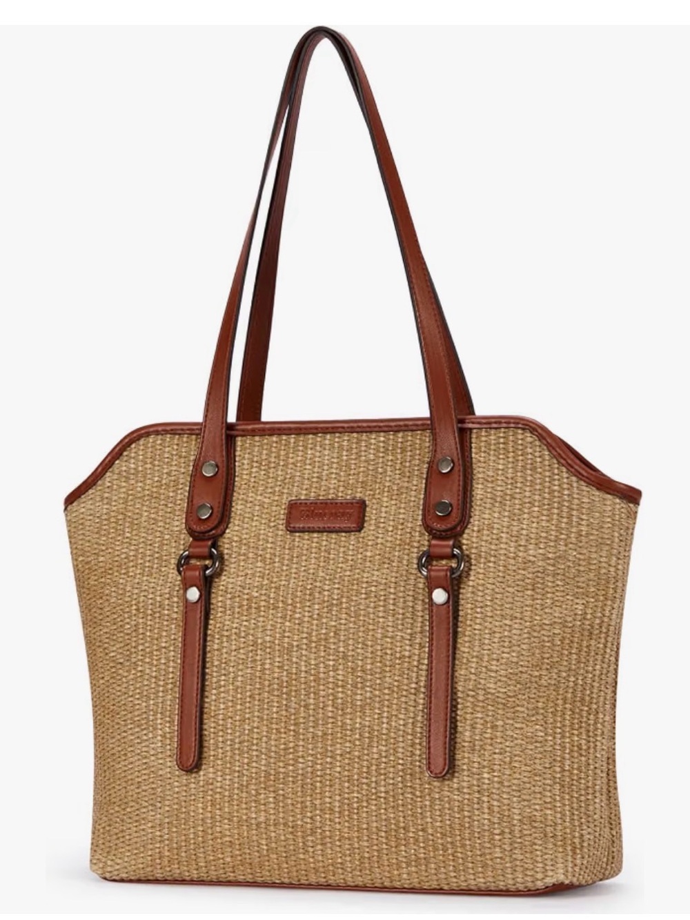 NWT Tote Bag, Large Capacity Straw & Vegan Leather Tote bag.